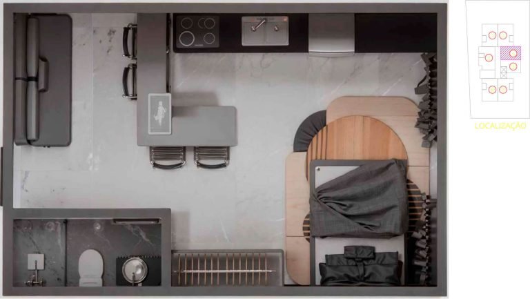 Edifício Heloísa planta de apto decorada tipo 4